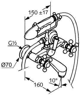 Смеситель для ванны и душа Kludi 1926 позолоченный 514414520